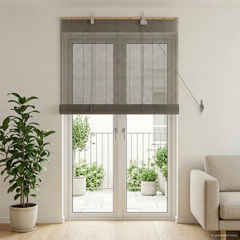 Tenda a rullo Grigio 80 x 220 cm Bambù vidaXL