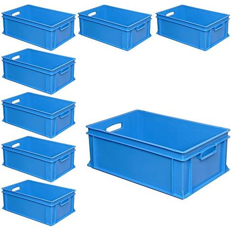 BRB 8 Eurobehälter mit 2 Durchfassgriffen 600x400x220 mm, 43 Liter, PE-HD blau