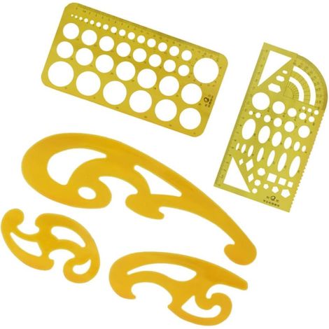 Kit de règle dessin architectural en plastique jaune Hemobllo (1/5)