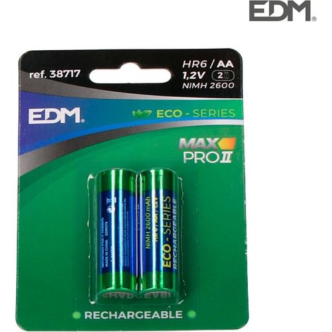 Batteria ricaricabile AA serie Eco EDM - lr06 2600ma blister 2 unità ø14,5x50,5mm