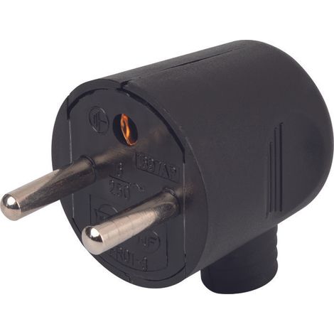 Fiche électrique - Sortie latérale - Dhome - 2P+T - 16 A - Mâle - Noir