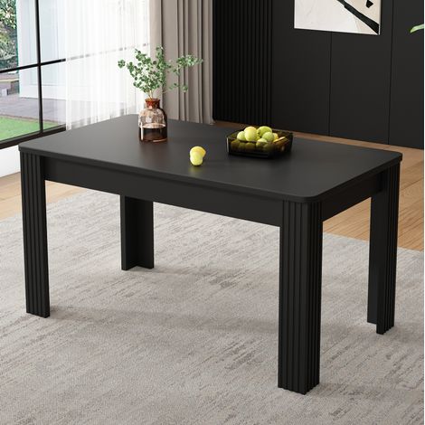 Tavolo da pranzo moderno, piano nero, struttura stabile, in truciolare, nero (1/5)