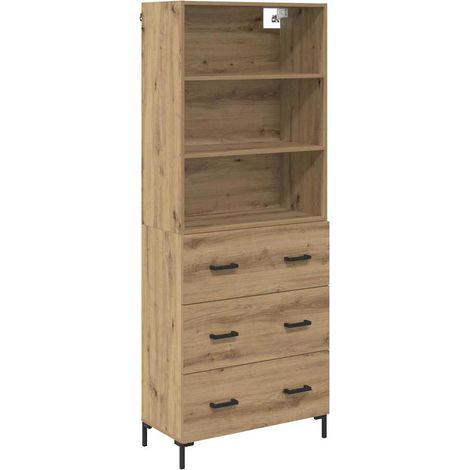 Aparador alto con cajón Roble artesanal 69,5 x 34 x 180 cm vidaXL