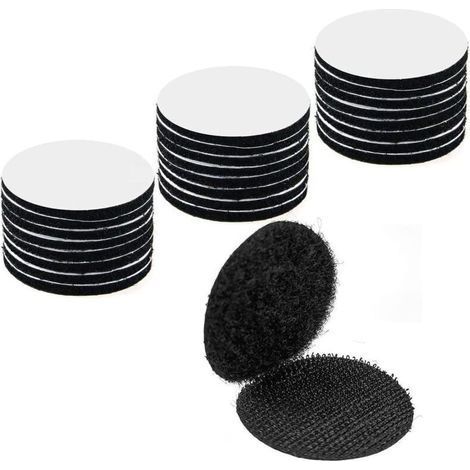 30Pièces Noir Scratch Autocollant Double Face,Bande Auto-Adhésif, Adhesif Double Face Extra Fort, Rond (5 x 5cm) (1/4)