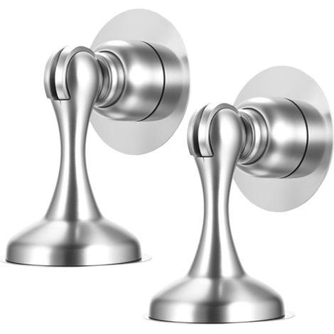Lot de 2 butées de porte magnétiques, butée de porte murale magnétique et butées de porte auto-adhésives avec loquet, butées de porte pour plinthes, maison, bureau, extérieur, intérieur, terrasse, etc (1/5)