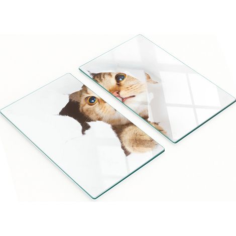 Tableros decorativos multifuncionales de vidrio templado con dise帽o de gato en un agujero, 2x30x52 cm.