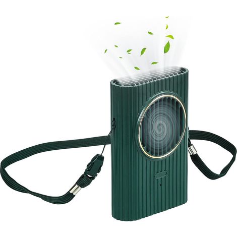 Ventilateur de bureau portable à cordon, rechargeable par USB, petit format (vert) (1/3)