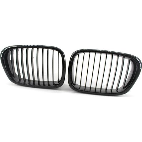 Parrilla delantera de dos piezas en negro brillante, parrilla de riñón, parrilla de carreras, repuesto para BMW Serie 5 E39 M5 1999-2003, modelo: negro brillante 26