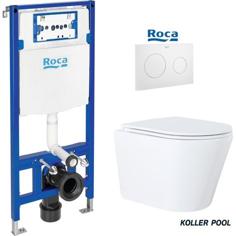 Bâti-support ROCA Duplo One pack réservoir encastrable et plaque PL10 Blanc avec WC suspendu ORION Blanc 51,5 cm Vortex par KP (1/3)