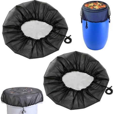 Filet de récupération d'eau de pluie rond en 2 pièces, 95 cm, avec élastique et protection ajustable pour votre récupérateur d'eau. (1/5)