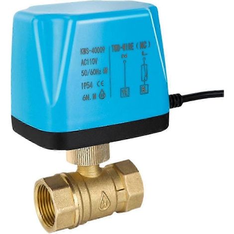 Vanne à bille motorisée DN15, 2 fils, en laiton, 110 V CA, 2 fils, normalement fermée, pour le remplacement d'une électrovanne. (1/4)
