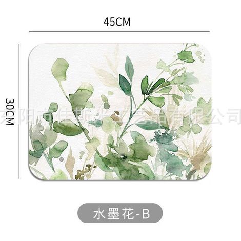 Leather placemat, oil-proof and waterproof, minimalist Western style, American light luxury placemat, heat-insulating coaster - ink painting flower - B - 3045CM2mm
