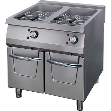 Friteuse Professionnelle - 2 x 22L - Double Unité - Profondeur de 90cm - avec Robinet de Vidange - Électrique - Maxima