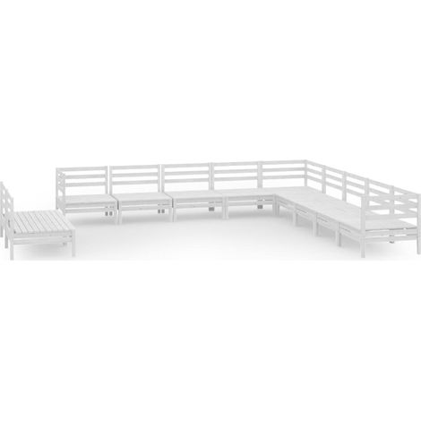 Mobili da giardino mobili da esterno set di mobili 11 pezzi in legno massello di pino bianco 020015496