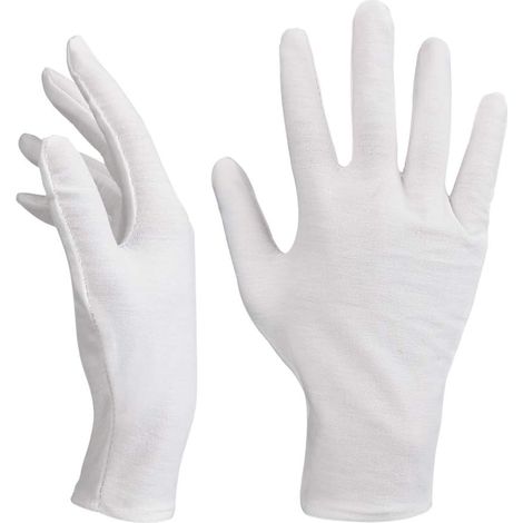 Gants en coton blanc, 12 paires par paquet, gants de protection pour soins infirmiers, gants en tissu blanc, gants de travail confortables et respirants, adaptés aux soins de la peau, à l'inspection d (1/5)
