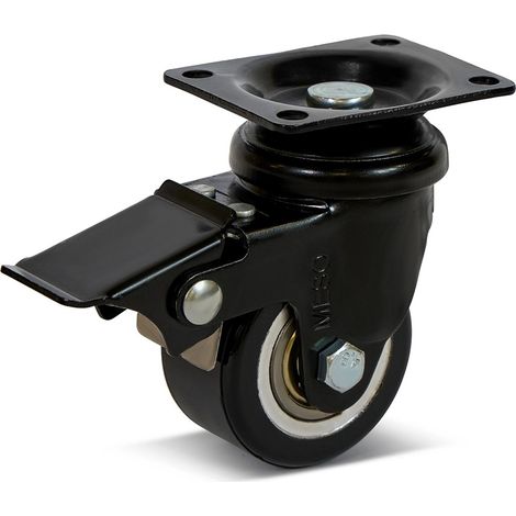 Roue pivotante freinée - MESO - PU - Platine - 50mm - 120kg