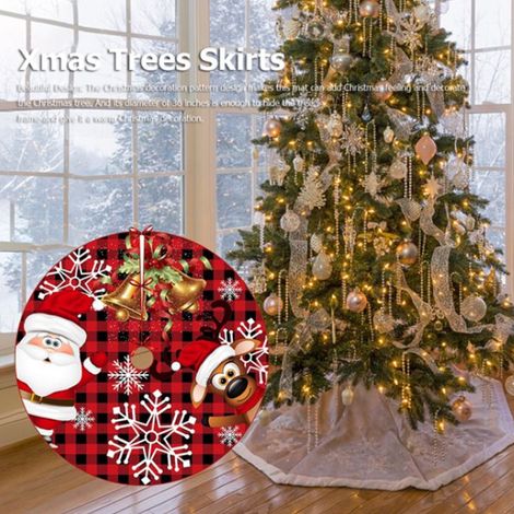 Couverture élan 92 cm, jupe de sapin de Noël, décoration de Noël pour l'intérieur, tapis de sol rouge, cadeau de Noël (1/4)