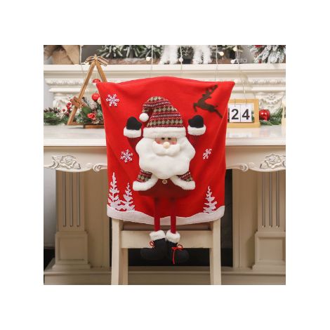 décoration de noël housse de chaise pour salle à manger mariage hôtel banquet modèle père noël bonhomme de neige décoration festive (1/5)