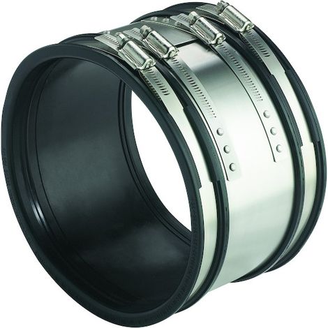 Norham – Raccord d'évacuation PVC droit FLEXSEAL Plus 1.5 bar – Diamètre 75/90 mm – Inox anti-cisaillement – Déviation angulaire 3°