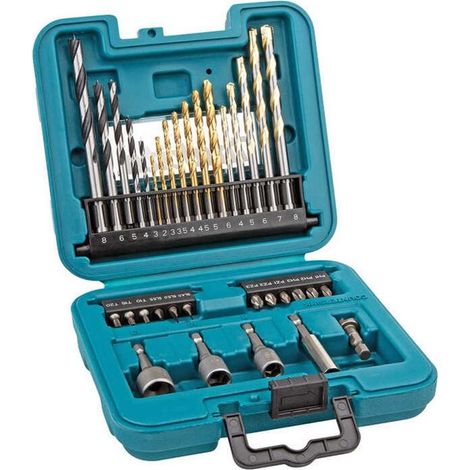 Makita - Juego de 34 piezas de puntas, taladros y vasos. B-68498