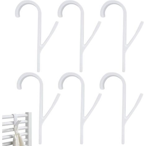 Handtuchhalter-Haken, 6 Stück Kunststoffhaken für Heizkörper, Badezimmer-Handtuchhaken, Handtuchhalter, für alle Standardheizkörper (Weiß) (1/4)