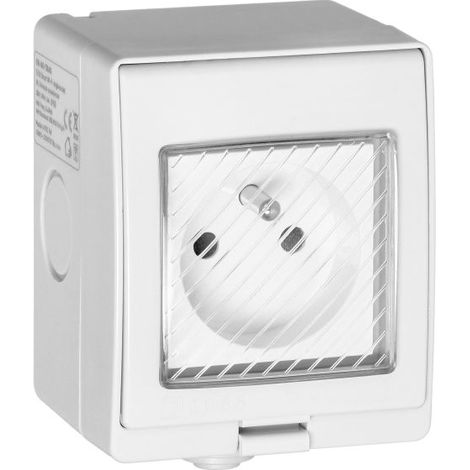 Orno Tuya, enchufe de superficie IP55 Smart Wi-Fi, control remoto con Tuya, ideal para exteriores, resistente al agua y polvo, diseño Schuko, fácil instalación (1/5)