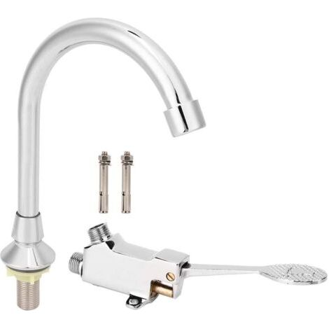 Pedale a pedale per lavabo da bagno, set di rubinetto per laboratori medici, rubinetto lavabo a pedale, set accessori rubinetto acqua. (1/5)