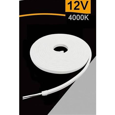 TrAdE Shop Traesio - Strip Led Neon Flessibile Striscia Decorativa 5 Mt Ip65 Vari Toni Di Luce U-12v - -Bianco Naturale -