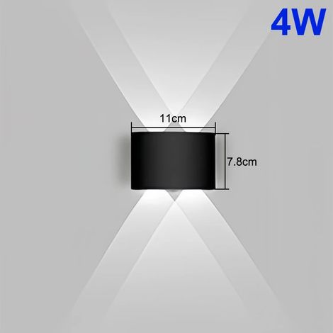 Applique murale LED (3000K - noir 4W) étanche, éclairage extérieur orientable vers le haut et vers le bas, lampe de chevet décorative. (1/5)