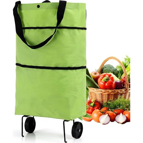Borsa per la spesa pieghevole 2 in 1 con ruote, carrello per la spesa pieghevole (1/5)