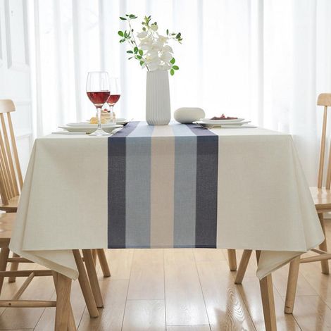 Nappe Blanche 140x200 cm Lavable Aspect Lin Rectangulaire