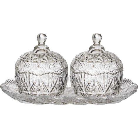 Duo de Bonbonnières en Verre sur Plateau Transparent (1/5)