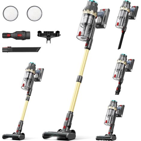 Aspirateur sans fil, 48 000 Pa/550 W/70 min, avec brosse anti-emmêlement et moteur sans balais, autoportant, écran tactile LED, pour sols durs, tapis et poils d'animaux