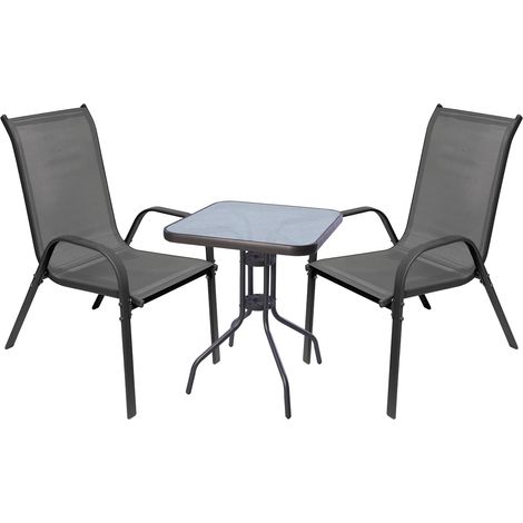 Bistrogarnitur 3-teilig Anthazit Stapelstühle-MMC33081DG+2xMMC330881 (1/4)