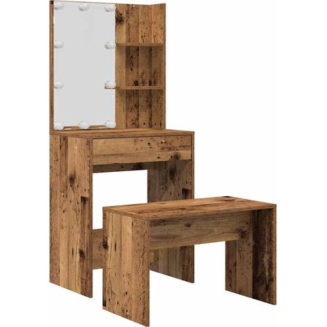 Maison Exclusive - Set Tavolo da Toeletta con LED Legno Antico Legno Multistrato