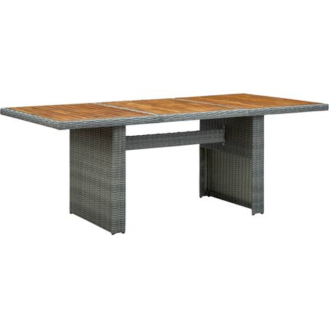 vidaXL Garden Table Light Grey Poly Rattan and Solid Acacia Wood (1/5)