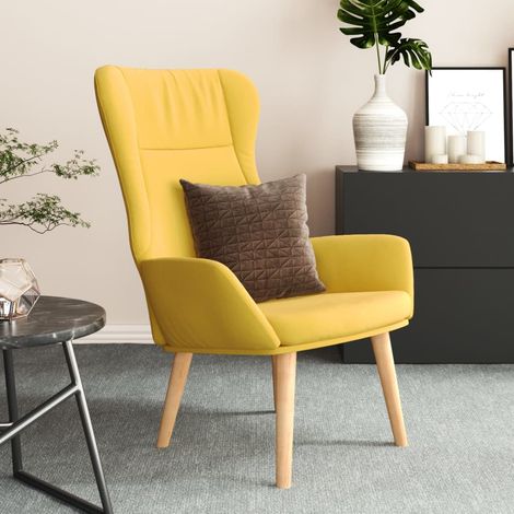 Chaise Chaise de relaxation Jaune moutarde Tissu Chaise de salon 50856 (1/5)