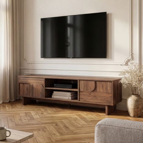 Meuble TV Katanshumn avec 2 portes 150 x 39 x 45 cm effet noyer (1/5)