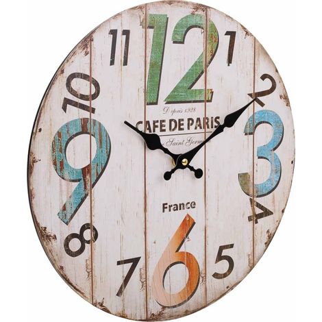 Reloj de pared de madera blanco 34x34x2cm (1/5)