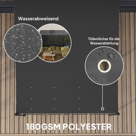 Pergola murale 3x2,5 m, abri de jardin étanche, charpente en acier, trous d'évacuation, toit anti-UV, gris anthracite