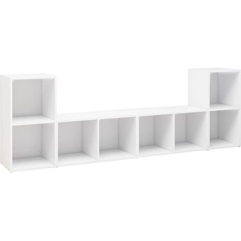 Mueble TV Multimedia Estante TV Aparador TV Comedor Sala Dormitorio 4 Piezas 72 x 35 x 365 cm Madera de Ingeniería Blanco 020028713