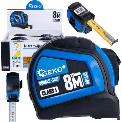 Cinta métrica de nailon de doble cara con soporte para autoestopista, 8 m/25 mm, clase I - caja expositora (6/60) (1/5)