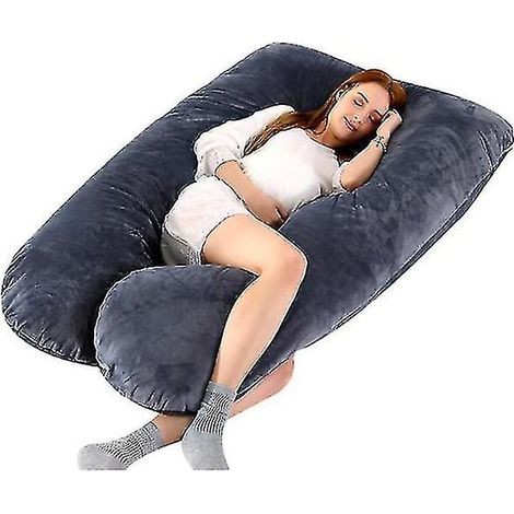 Coussin de grossesse en forme de U, coussin de grossesse pour femmes enceintes, coussin recouvrant tout le corps avec housse noire amovible. (1/5)