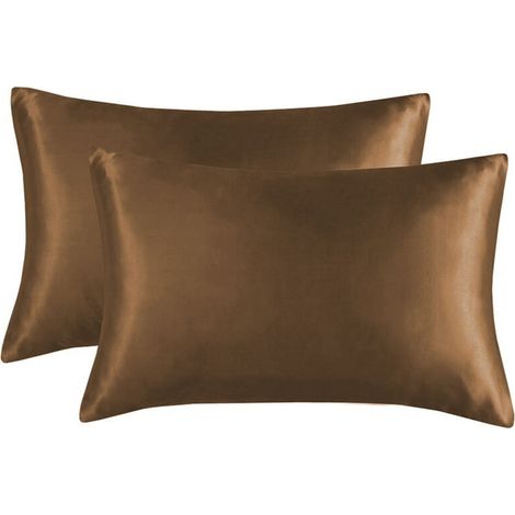 Taie d'oreiller en satin, taie d'oreiller imitation soie, housse de coussin d'été en soie glacée (1/5)
