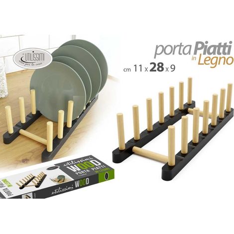 Portapiatti Portacoperchi da Cucina in Legno 28 x 11 x 9 cm (1/2)