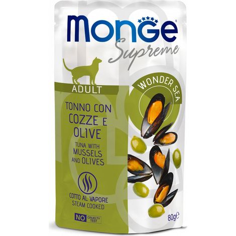 Monge Supreme Adult Cat Tonno con Cozze e Olive 80g (1/3)