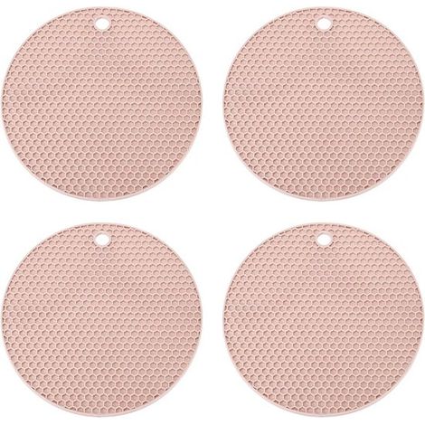 Posavasos silicona sartenes calientes, antideslizante, 18 cm, 4 piezas, posavasos multifuncionales antideslizantes calor sartenes platos, Morado (1/5)