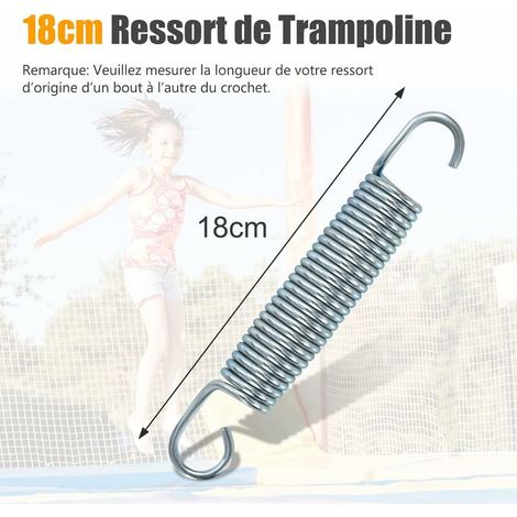 royaluxe -Lot de 20 Ressorts de Trampoline 14/18CM, Ressorts de Trampoline en Acier Galvanise Antirouille, Resistants aux Dechirures, avec Crochet de Traction pour Trampoline 244-488 CM (180 mm) (1/5)