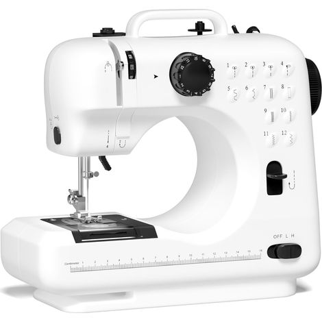 Machine à coudre pour débutants – 12 points intégrés avec pédale, contrôle à 2 vitesses – les voyages et les passionnés de couture (Noir) (1/5)