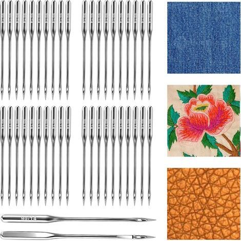Lot de 100 aiguilles pour machine à coudre - Taille 90/14 - Universelles - Accessoires pour la broderie du cuir et des jeans (1/5)